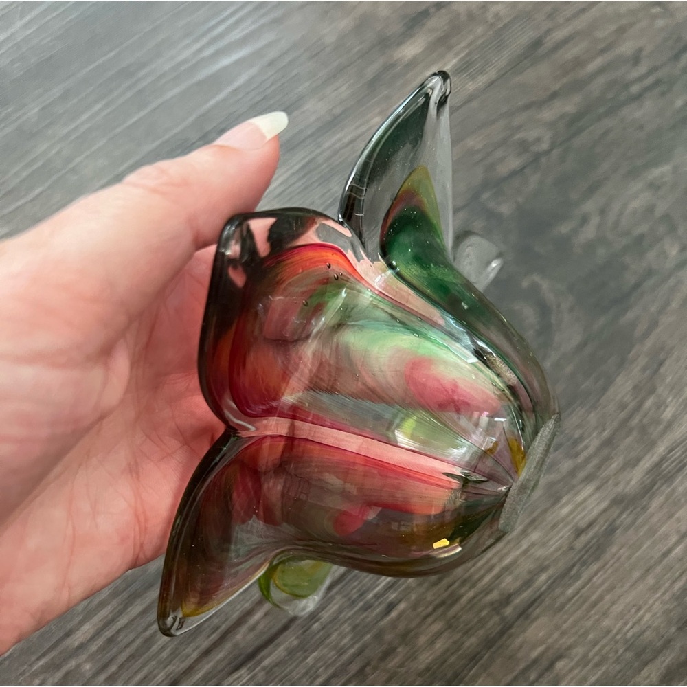 Flower Pretty Stained Glass Trinket Dish